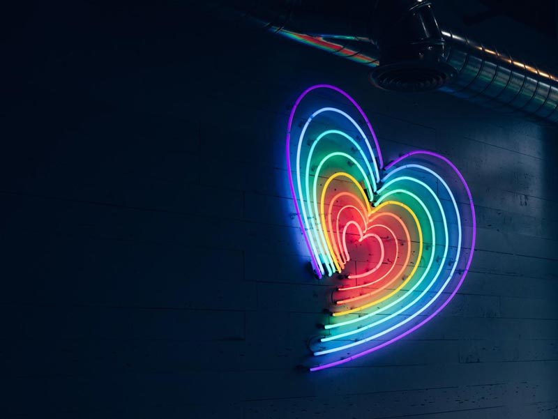 Neon sign of hearts